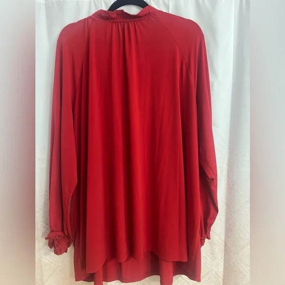 MICHAEL Michael Kors Red Ruffled Long Sleeve Blouse - Picture 2 of 2